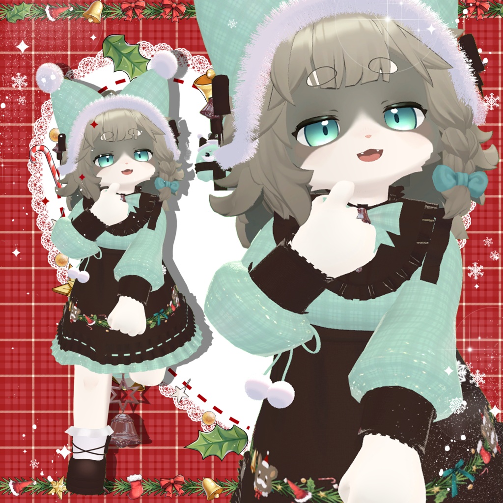 🎄✨🎁セール中✨衣裝【リナ-Lina-】 【灰島-haishima-】🎄✨🎁✨クリスマスベル✨全11色【複数アバター対応】🎁 【VRChat対応】✦
