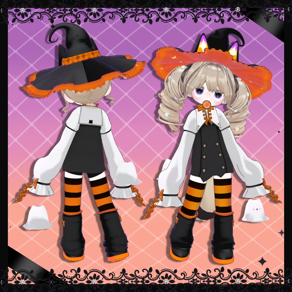 ✨セール中✨ハロウィン 『kuroneko majo 』 2 アバター対応 まめふれんず・邪竜メルヴィ