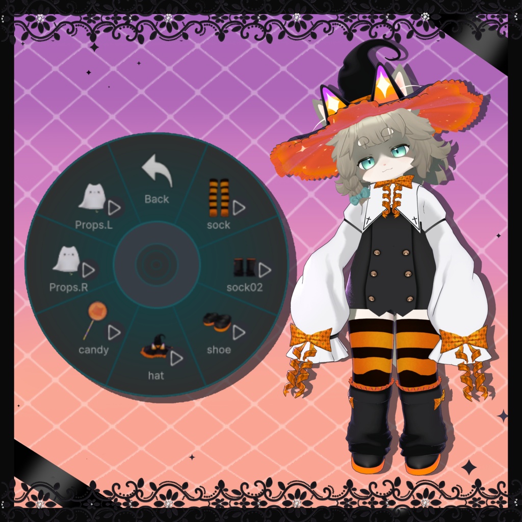 ✨セール中✨ハロウィン 🎃『kuroneko majo 』ケモノ6アバター対応🎃🍭🍫✨🍬