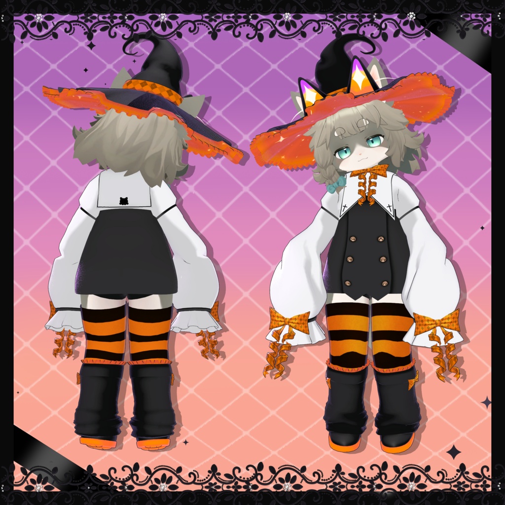 ✨セール中✨ハロウィン 🎃『kuroneko majo 』ケモノ6アバター対応🎃🍭🍫✨🍬