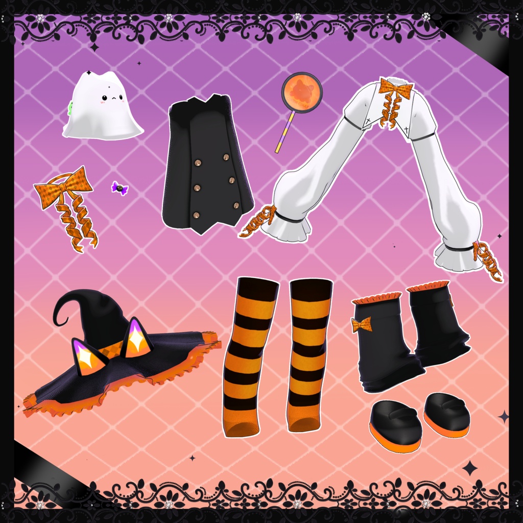 ✨セール中✨ハロウィン 🎃『kuroneko majo 』ケモノ6アバター対応🎃🍭🍫✨🍬