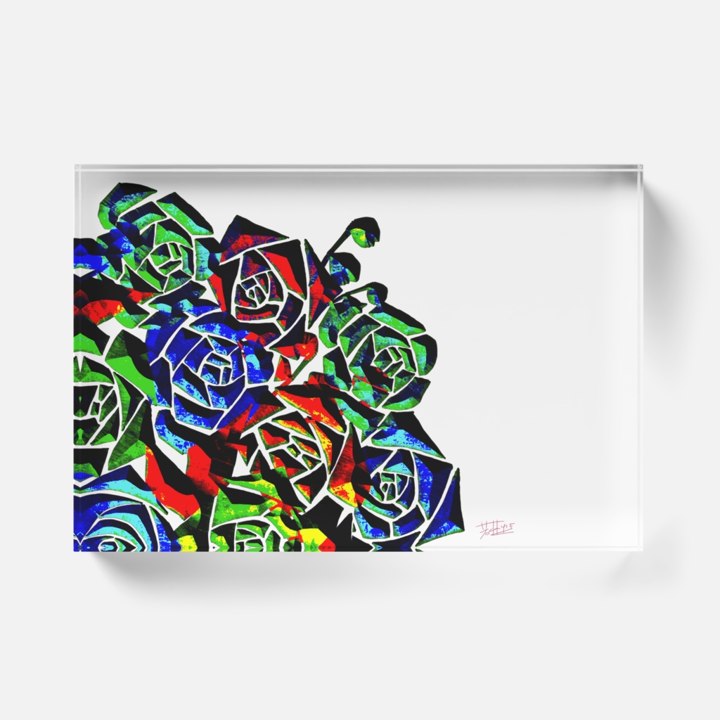 【アクリルブロック】ステンドガラス風の花