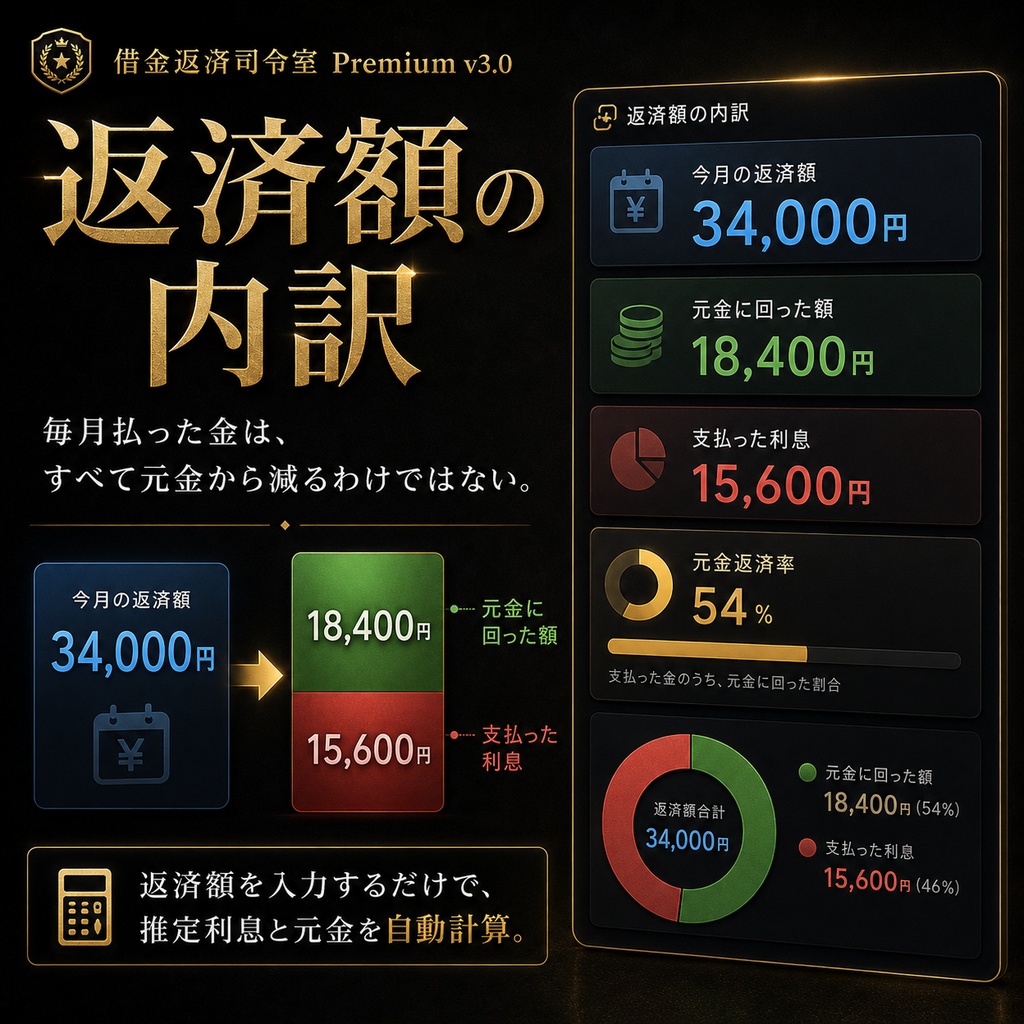 【先着10名・モニター価格450円】通常販売予定980円 借金返済司令室 Premium v3.0|複数の借金・元金・利息・家計・支払日を一括管理するWindows専用
