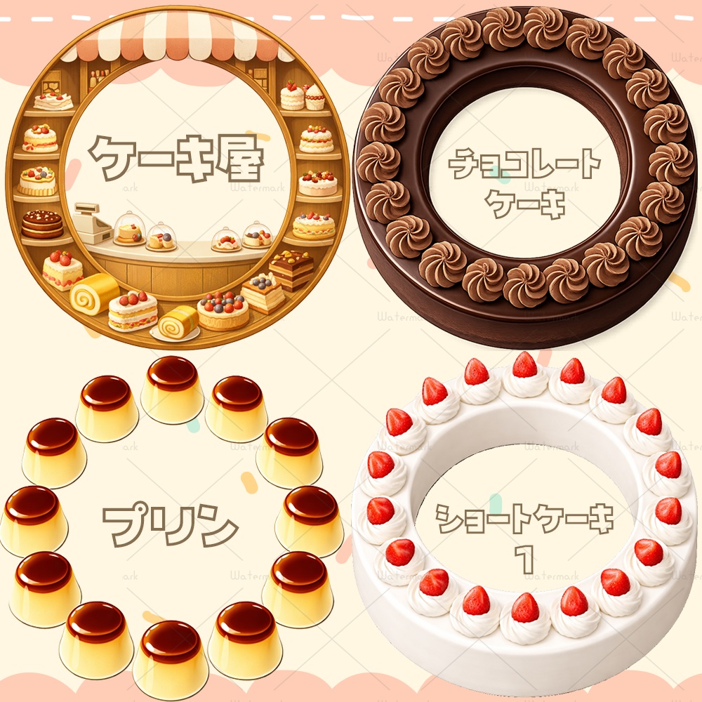 IRIAM素材 ケーキアイコンリング12種類 ヘッダー6種類セット