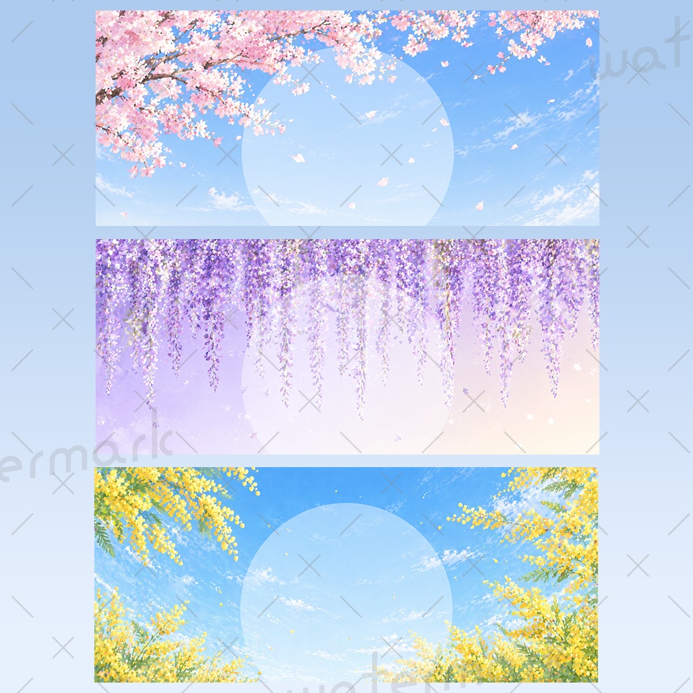 IRIAM素材 春背景花ヘッダー9種類セット