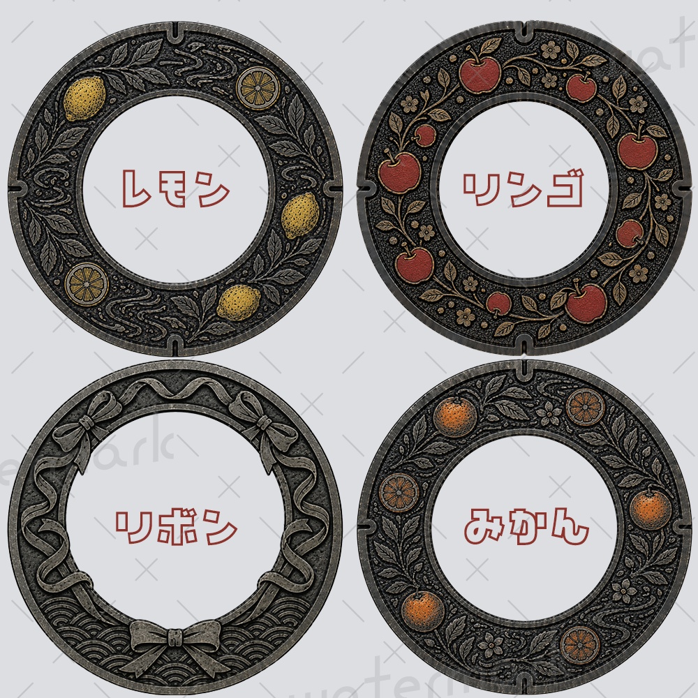 IRIAM素材 マンホールアイコンリング20種類セット