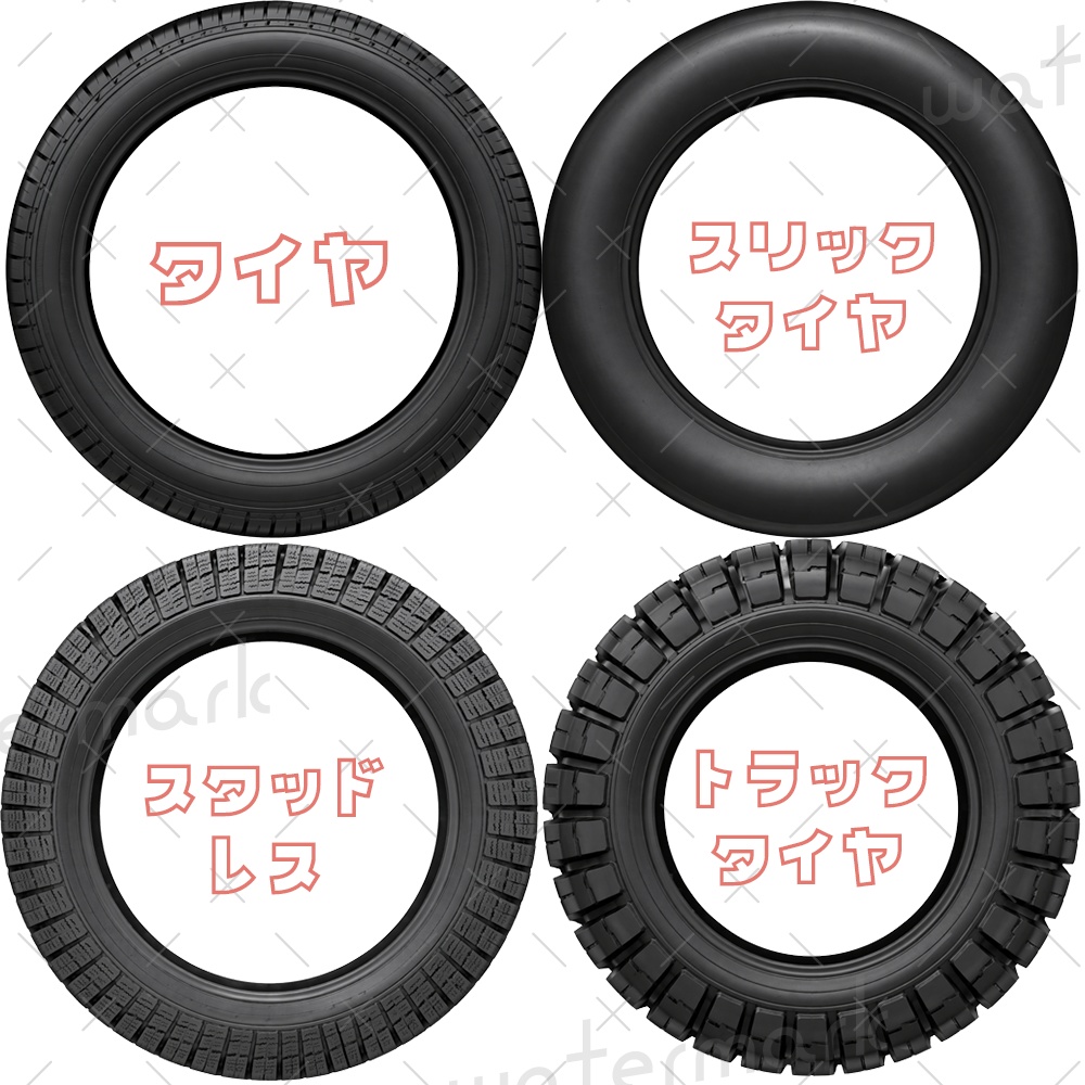 IRIAM素材 タイヤアイコンリング4種類セット