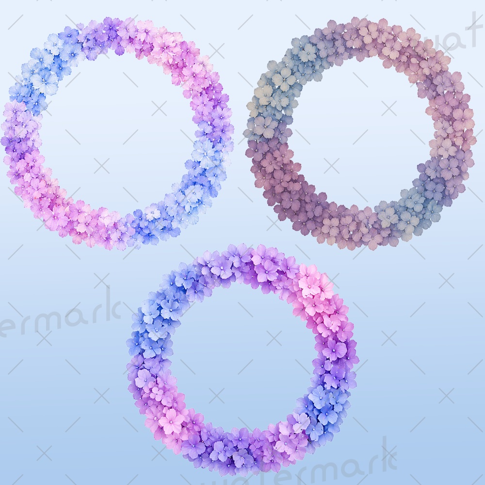 IRIAM素材 紫陽花 アジサイアイコンリング3種類ヘッダー3種類セット