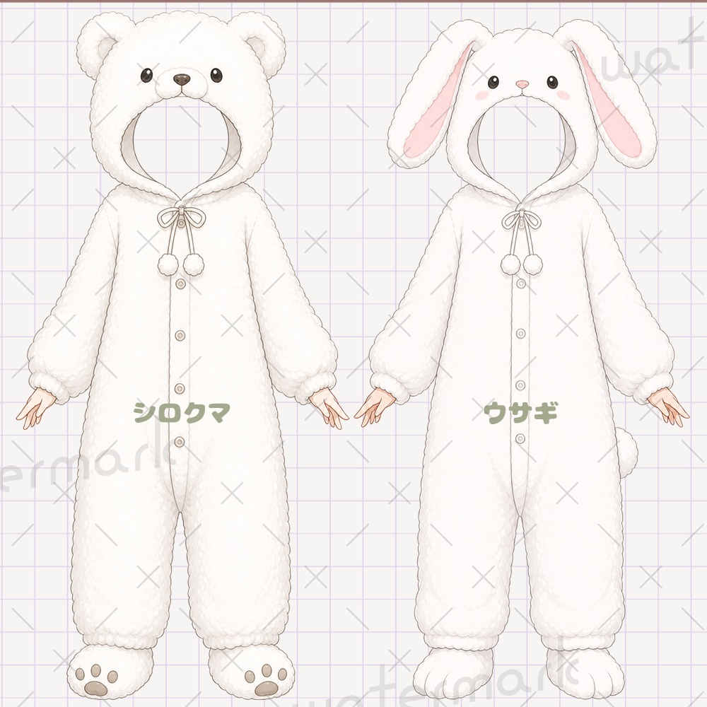 IRIAM Vtuber素材 着ぐるみ素材 シロクマ ウサギ ヒツジ 恐竜 ネコ クマ パンダ トイプードル茶 全8種類セット