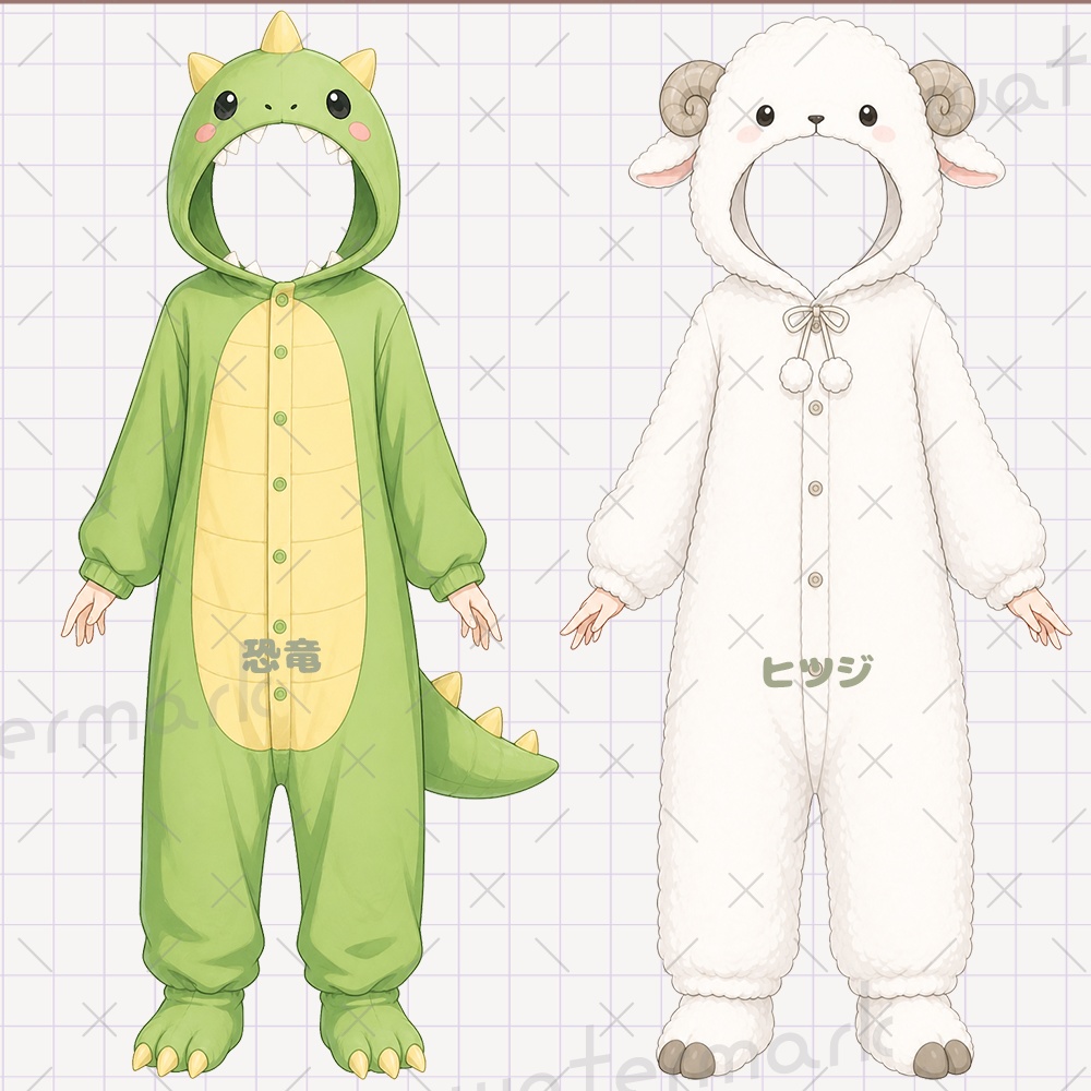 IRIAM Vtuber素材 着ぐるみ素材 シロクマ ウサギ ヒツジ 恐竜 ネコ クマ パンダ トイプードル茶 全8種類セット