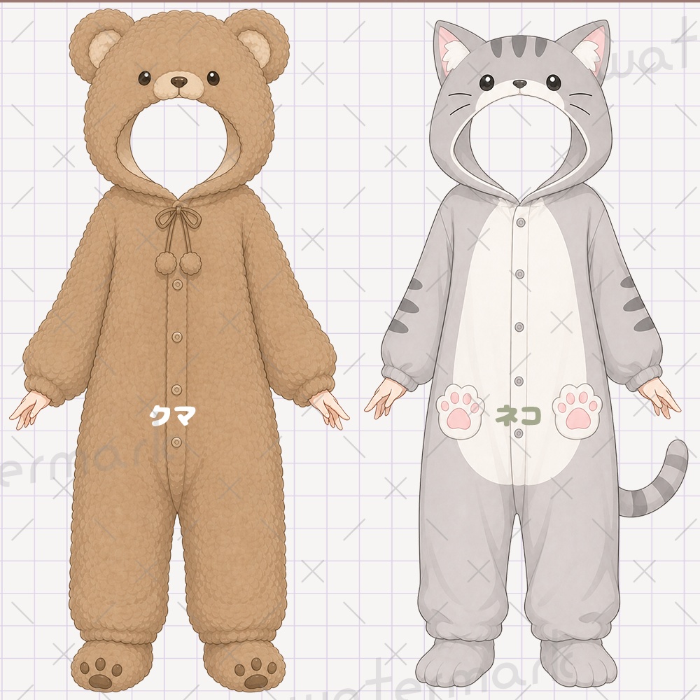 IRIAM Vtuber素材 着ぐるみ素材 シロクマ ウサギ ヒツジ 恐竜 ネコ クマ パンダ トイプードル茶 全8種類セット