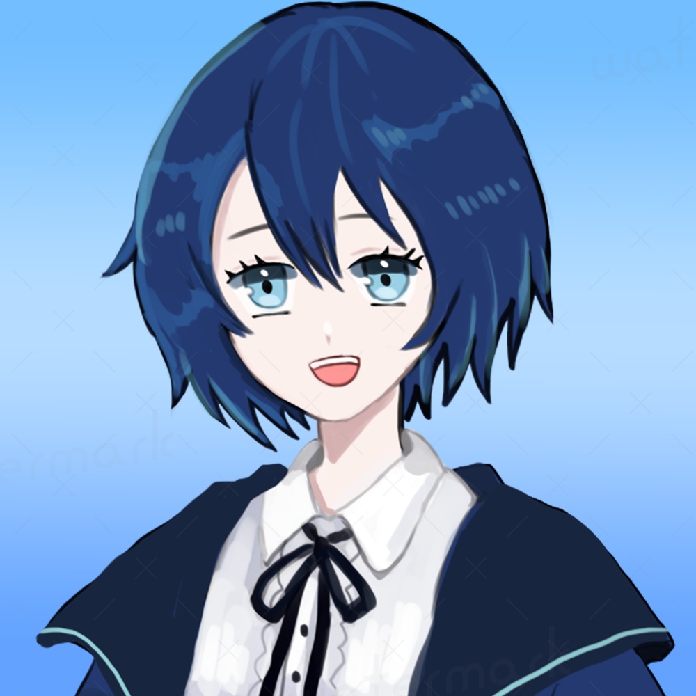 IRIAM立ち絵 青系の女の子イラスト(1点物)