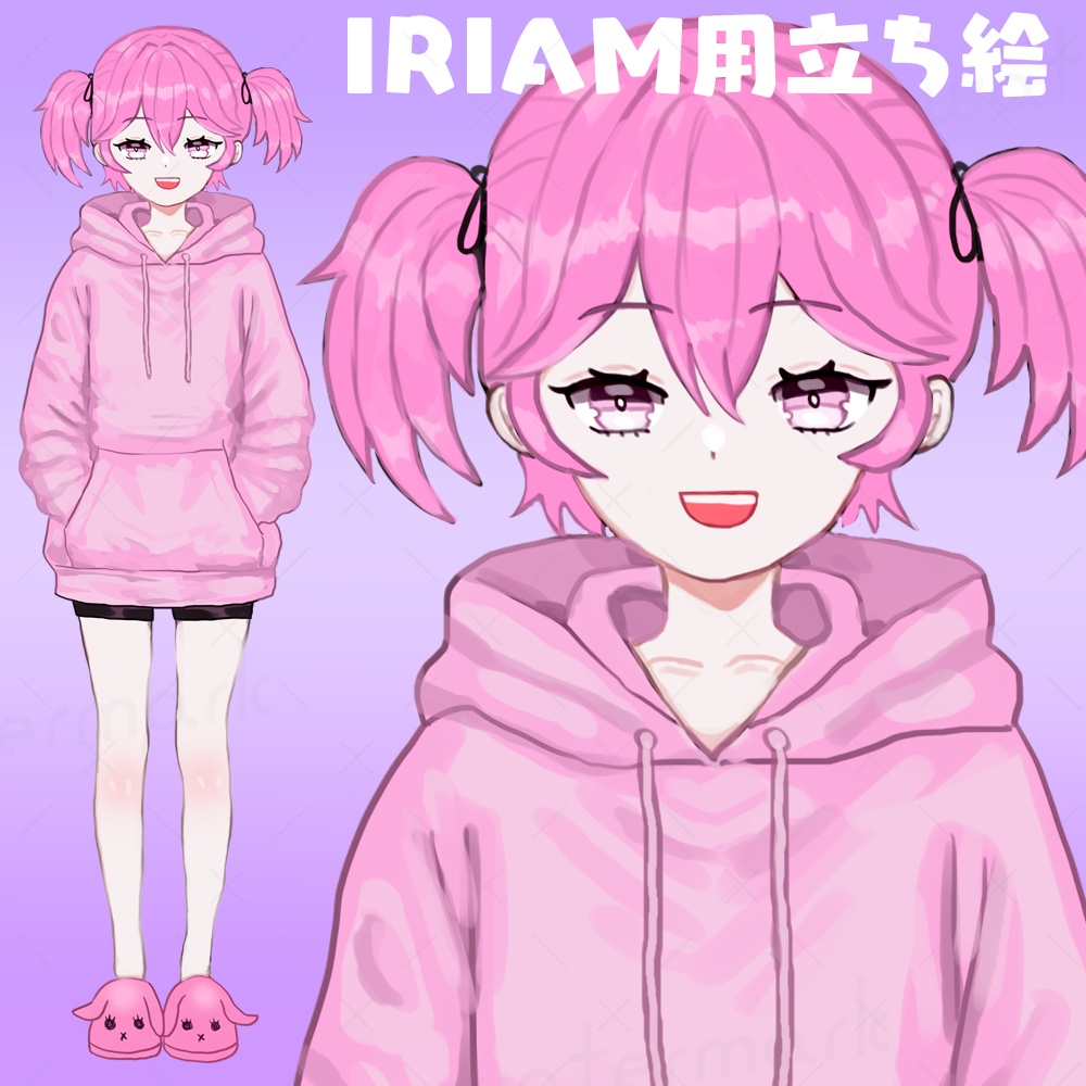 IRIAM立ち絵 ピンク系の女の子イラスト(1点物)