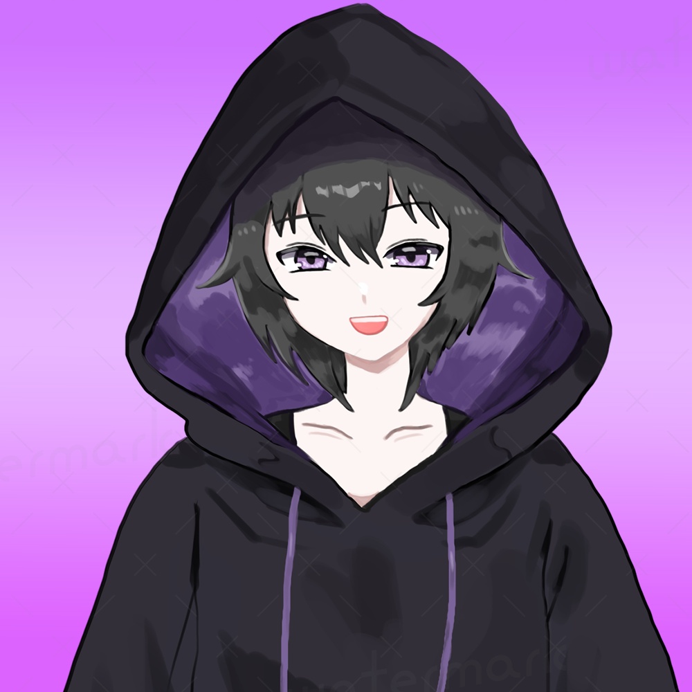IRIAM立ち絵 黒パーカー女の子イラスト(1点物)