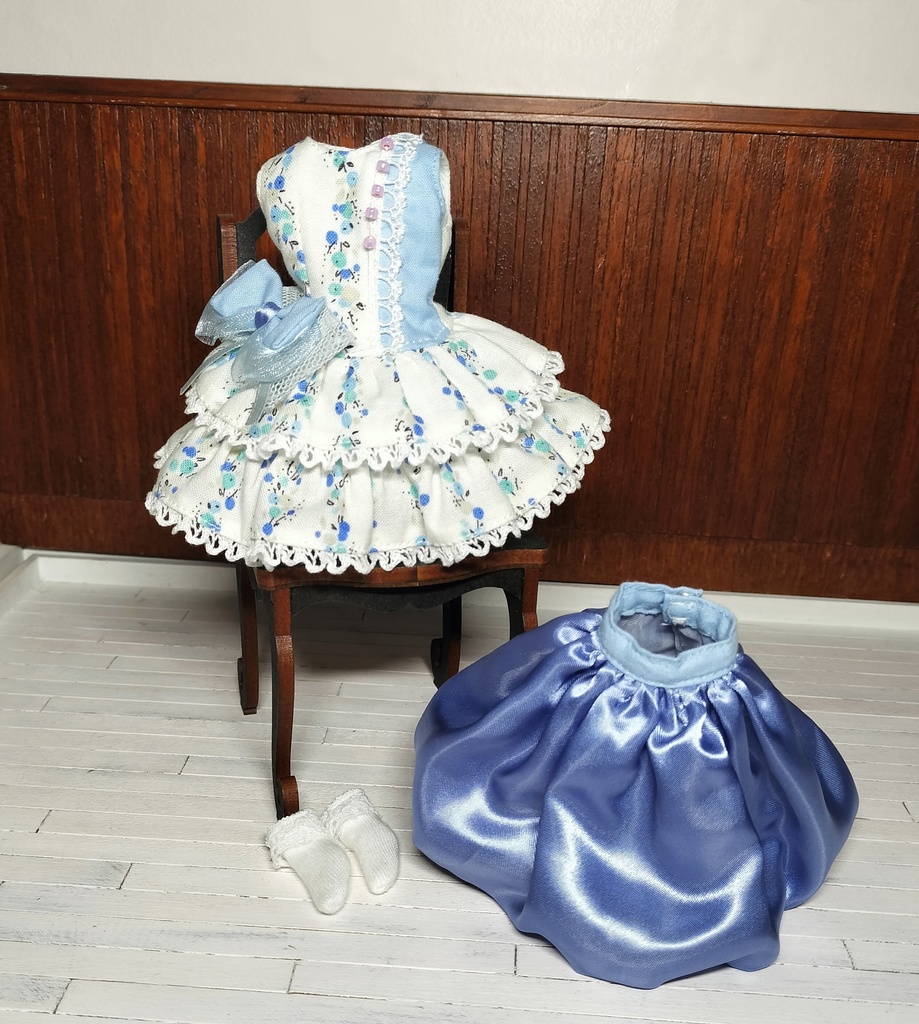 ブルーのミニワンピースセット◆22cmドールサイズ