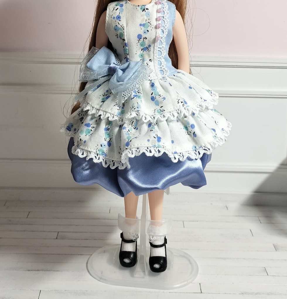 ブルーのミニワンピースセット◆22cmドールサイズ