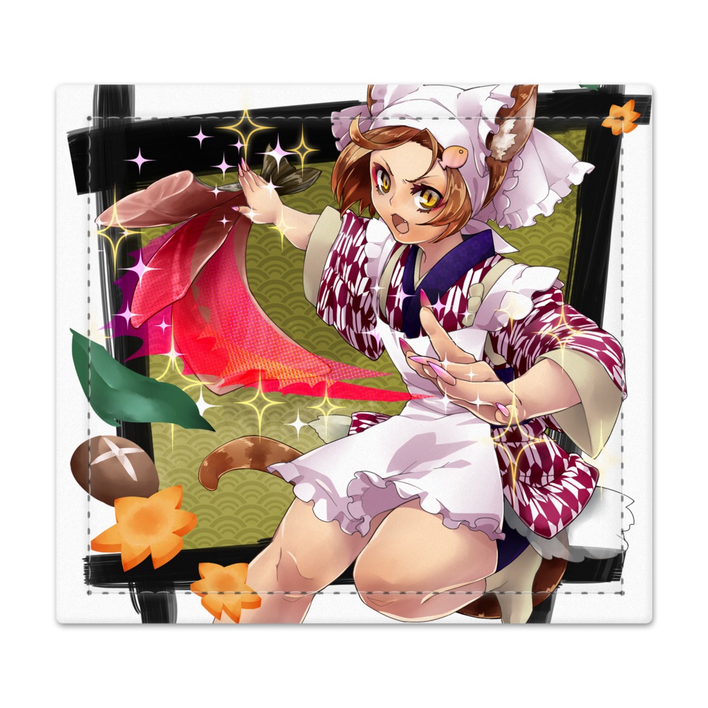 猫女中捺印マット