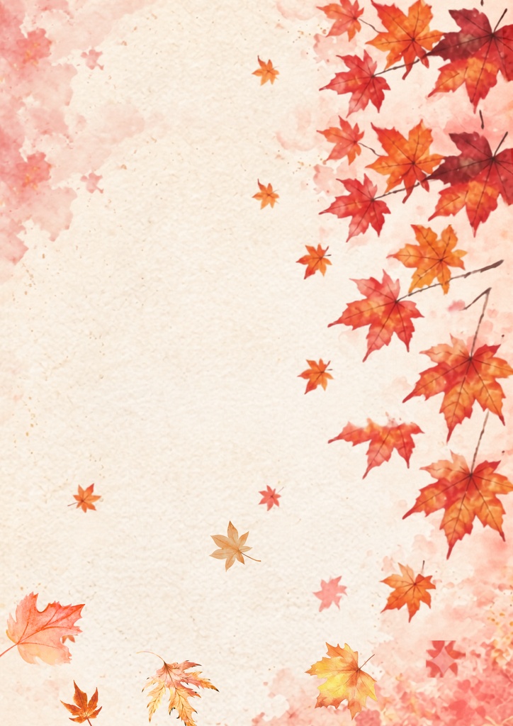 紅葉 デジタルペーパー 和紙水彩・和モダン 6枚セット|秋の背景素材