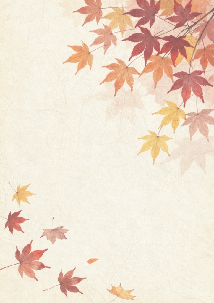 デジタルペーパー|紅葉の和紙風・水彩 秋背景 6枚セット|A4・高解像度PNG