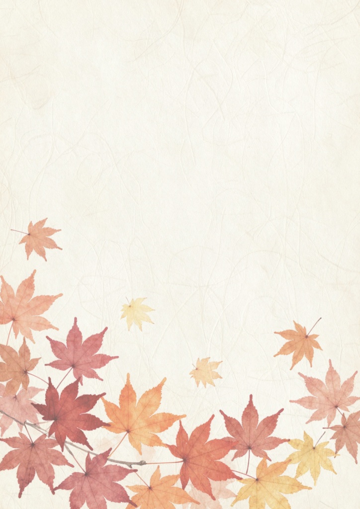 デジタルペーパー|紅葉の和紙風・水彩 秋背景 6枚セット|A4・高解像度PNG