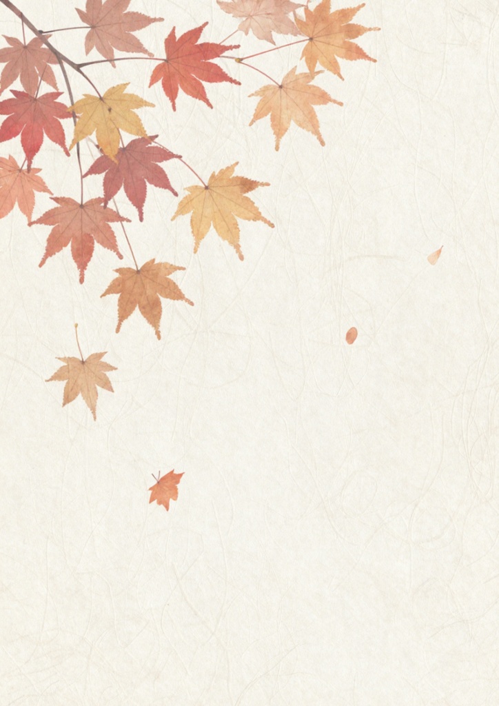 デジタルペーパー|紅葉の和紙風・水彩 秋背景 6枚セット|A4・高解像度PNG