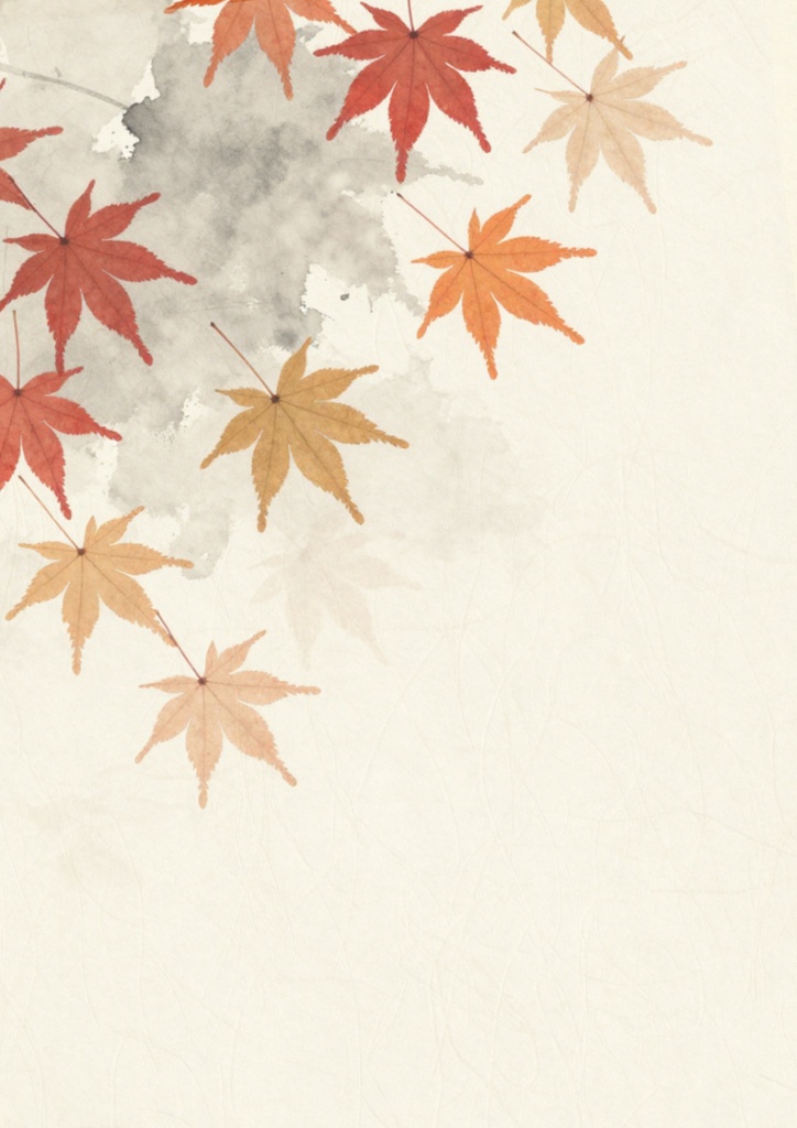 紅葉の和紙 デジタルペーパー|水彩・余白のある秋背景 6枚セット