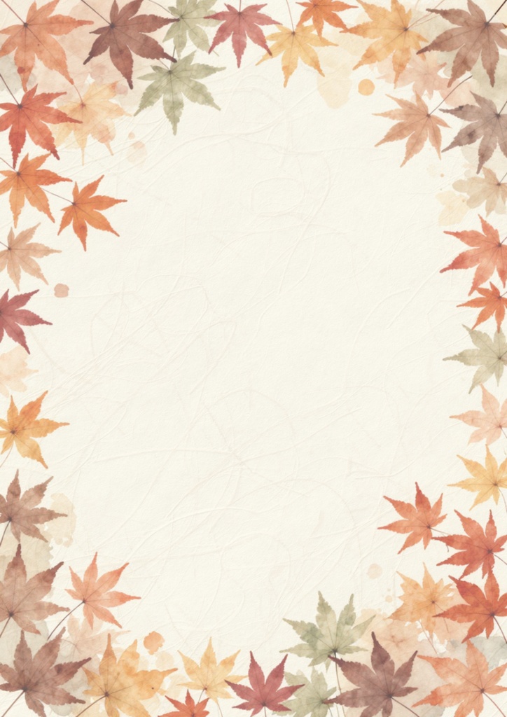 紅葉 デジタルペーパー|和紙水彩のフレーム素材 6枚セット|A4・高解像度PNG
