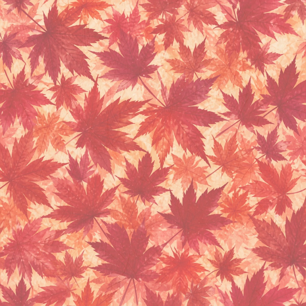 紅葉シームレスパターン デジタルペーパー 6枚セット|和紙×水彩・2000×2000px・高解像度PNG
