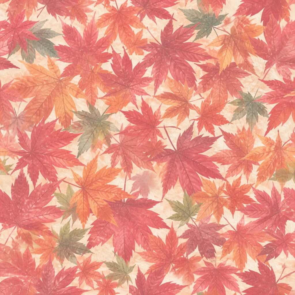 紅葉シームレスパターン デジタルペーパー 6枚セット|和紙×水彩・2000×2000px・高解像度PNG