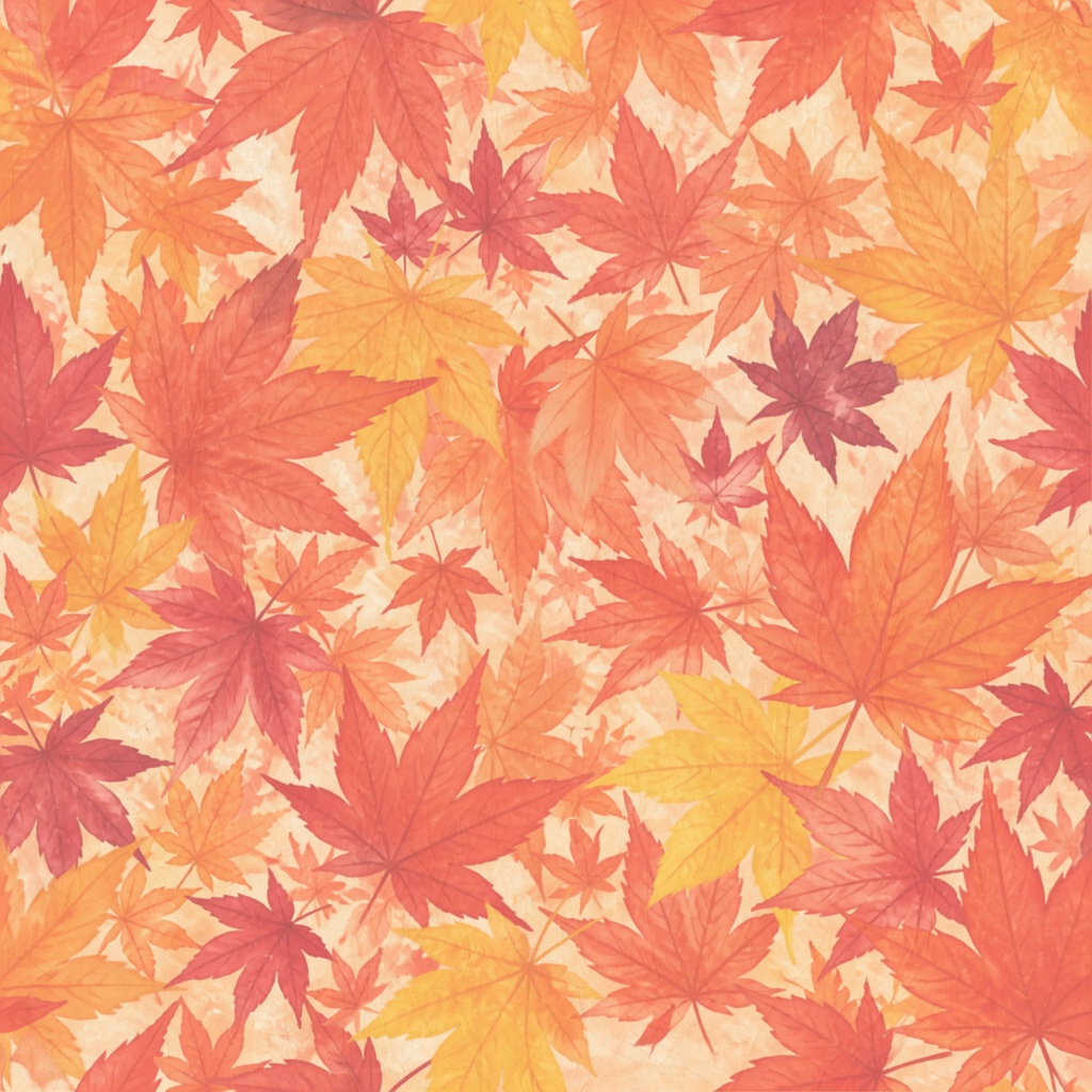 紅葉シームレスパターン デジタルペーパー 6枚セット|和紙×水彩・2000×2000px・高解像度PNG