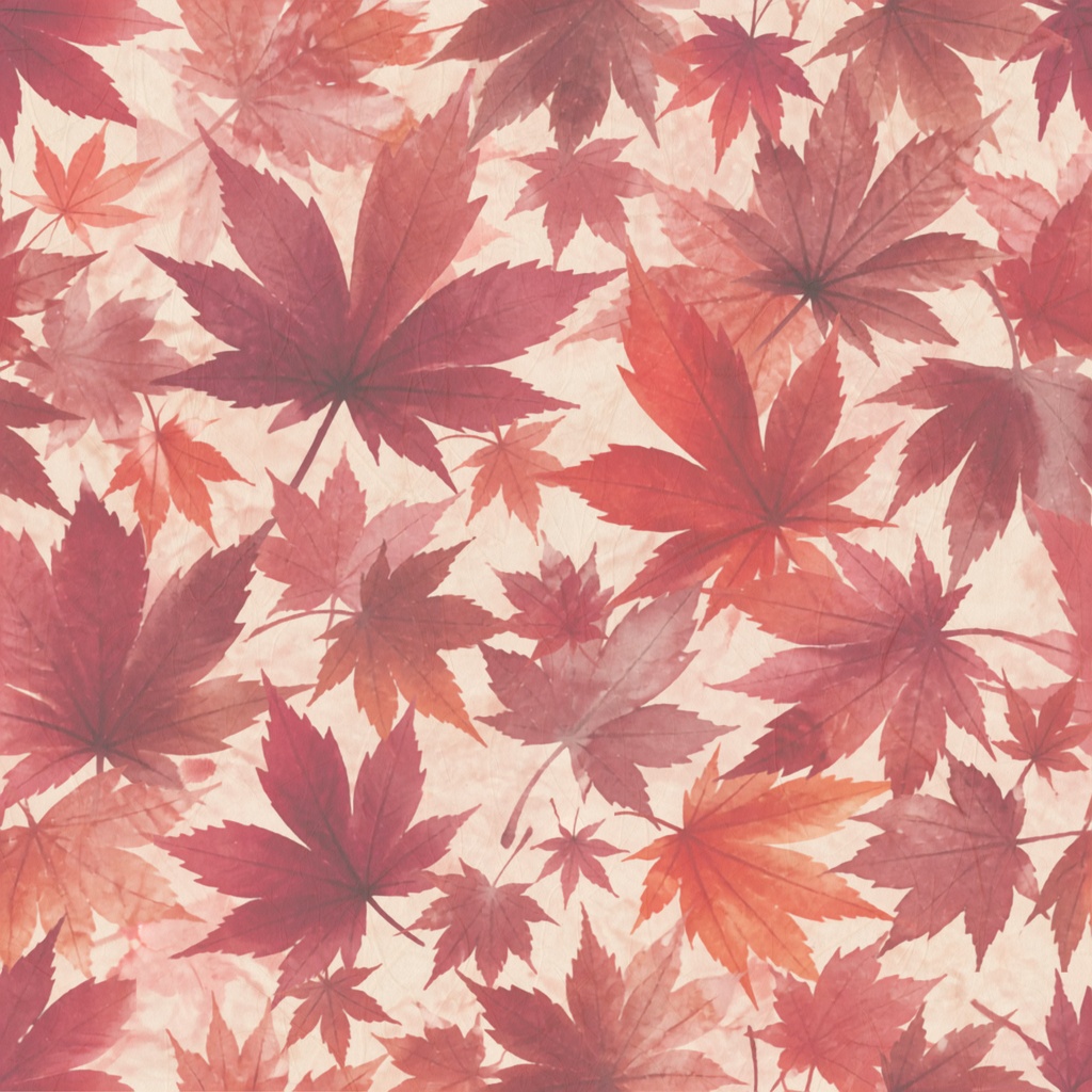 紅葉シームレスパターン デジタルペーパー 6枚セット|和紙×水彩・2000×2000px・高解像度PNG