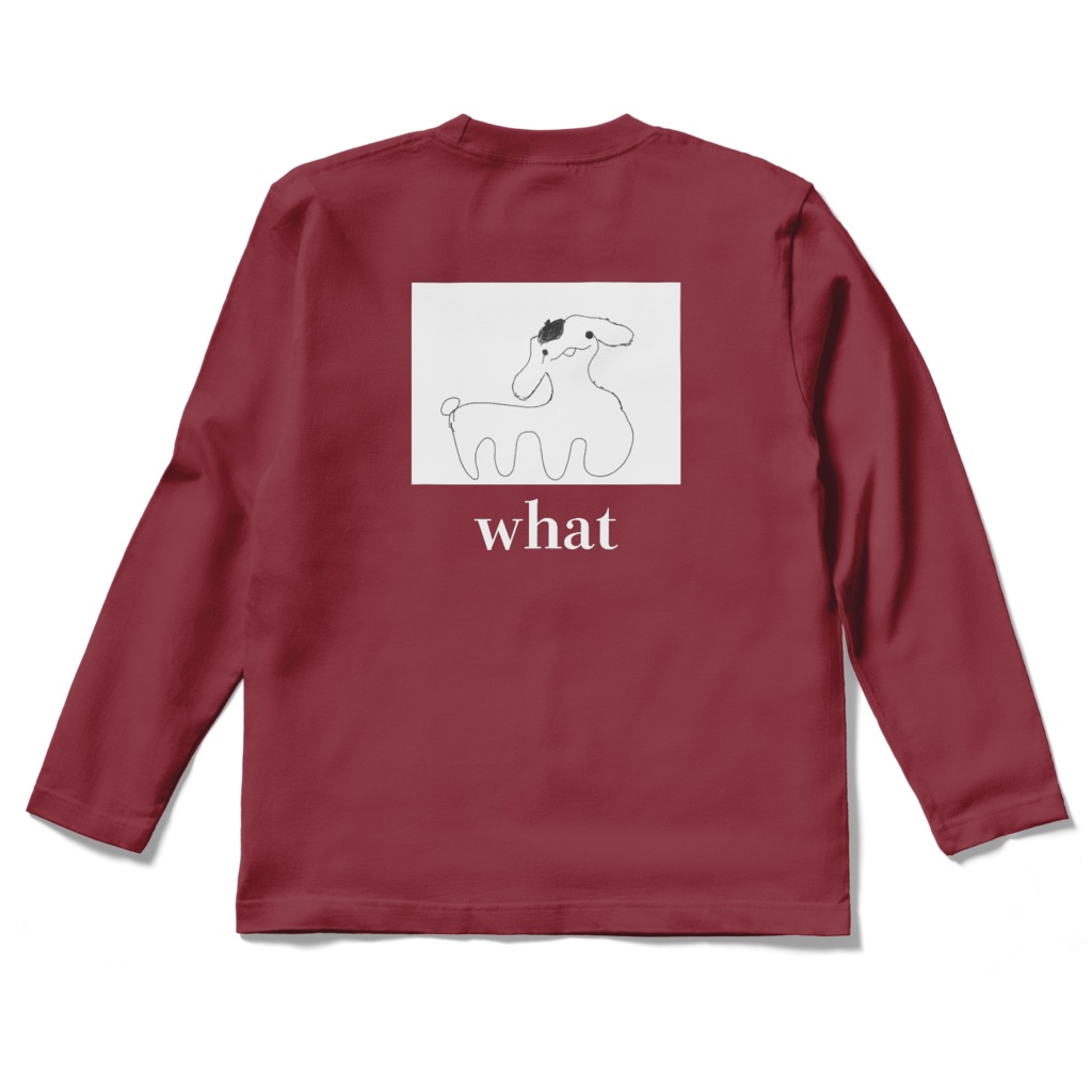 【背面印刷】ぷにゃロングスリーブTシャツ（赤紫）