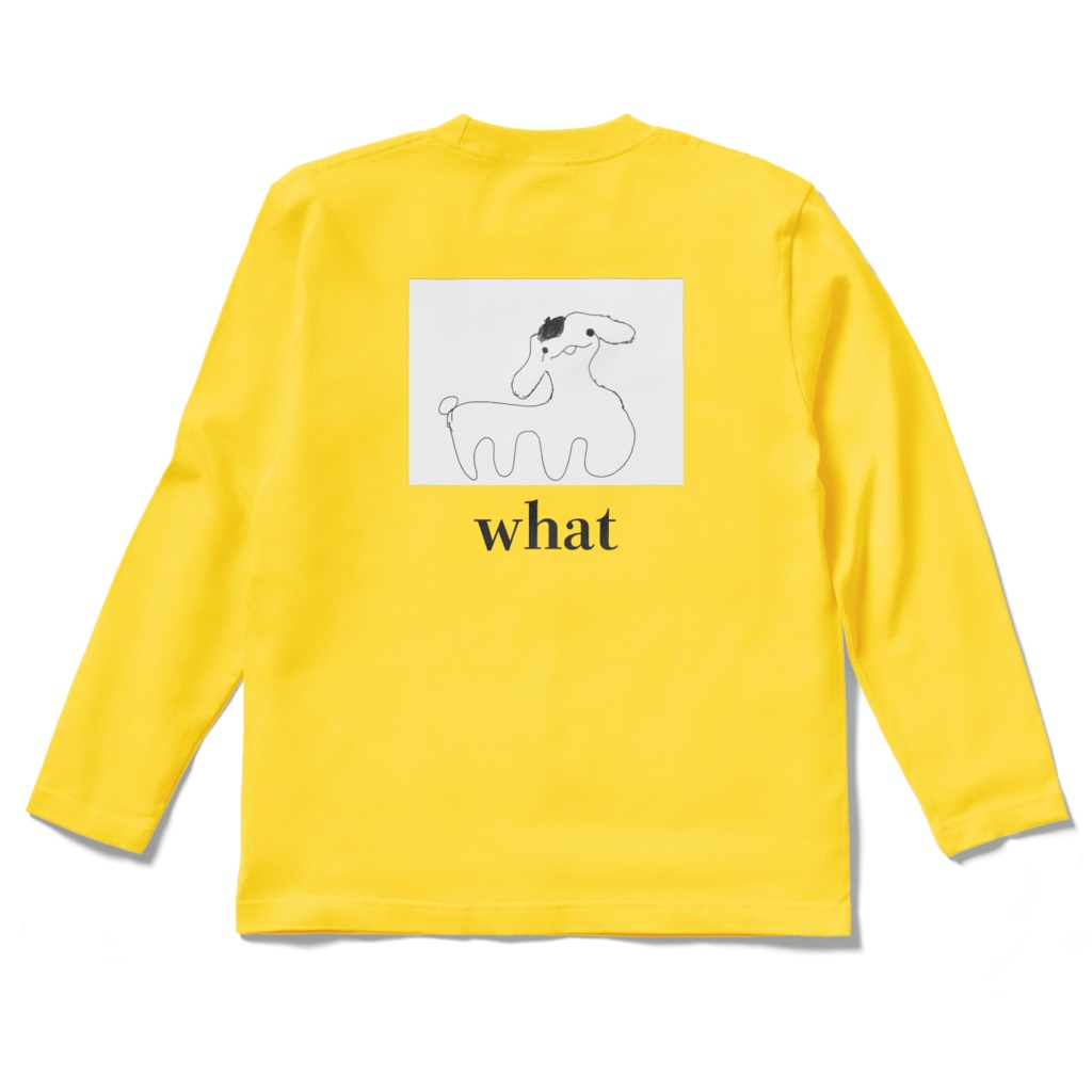 【背面印刷】ぷにゃロングスリーブTシャツ（濃黄）