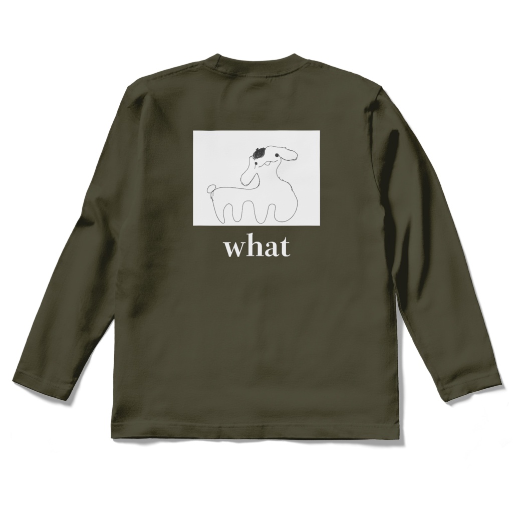 【背面印刷】ぷにゃロングスリーブTシャツ(深緑)