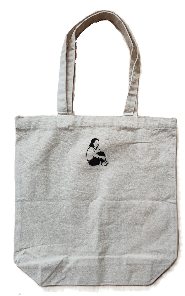 うつつ寝 ハンドメイド トートバッグ | フロント+バックロゴ | シルクスクリーン キャンバス 【M / ナチュラル】