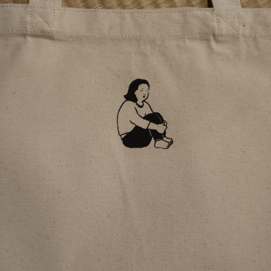 【M / ナチュラル】うつつ寝 ハンドメイド トートバッグ | フロント+バックロゴ | シルクスクリーン キャンバス