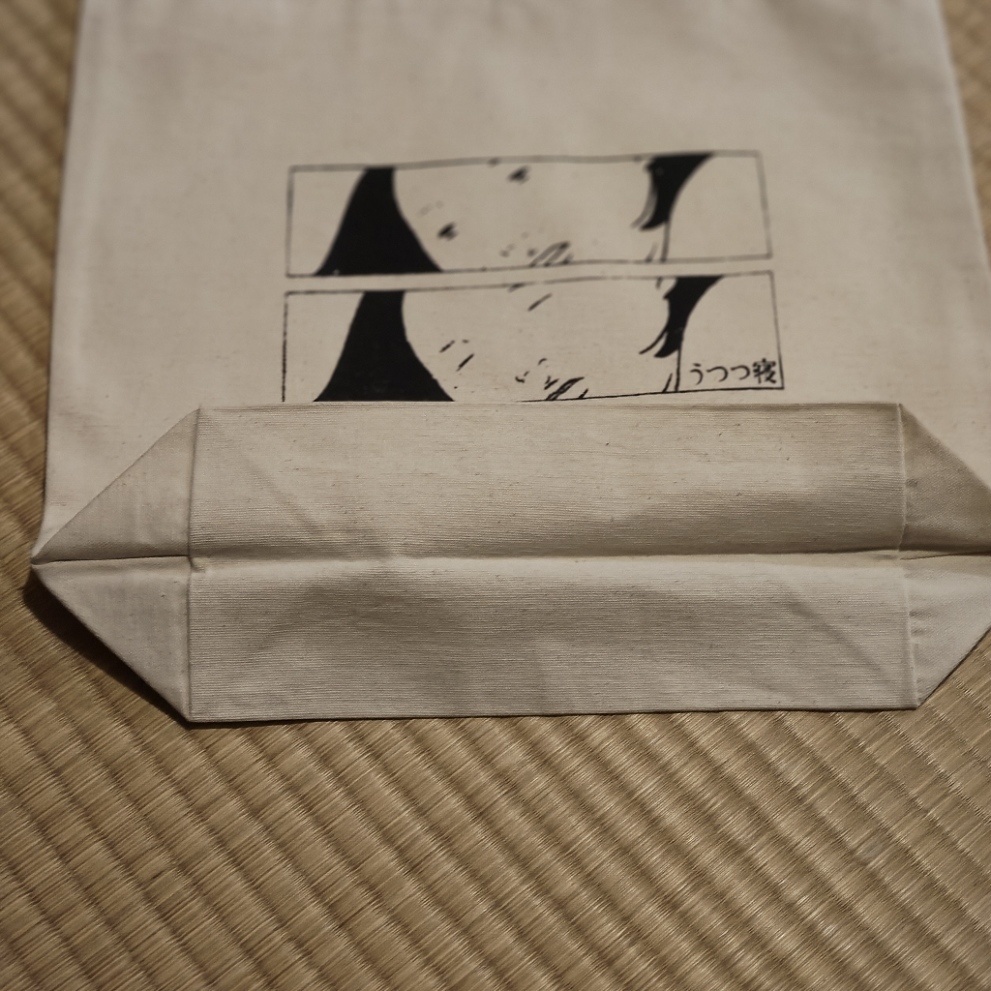 【M / ナチュラル】うつつ寝 ハンドメイド トートバッグ | フロント+バックロゴ | シルクスクリーン キャンバス
