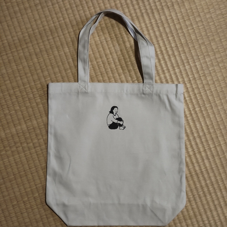 (新色!)【M / ライトグレー】うつつ寝 ハンドメイド トートバッグ | フロント+バックロゴ | シルクスクリーン キャンバス