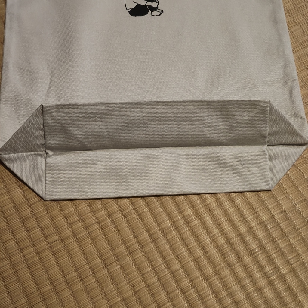 (新色!)【M / ライトグレー】うつつ寝 ハンドメイド トートバッグ | フロント+バックロゴ | シルクスクリーン キャンバス