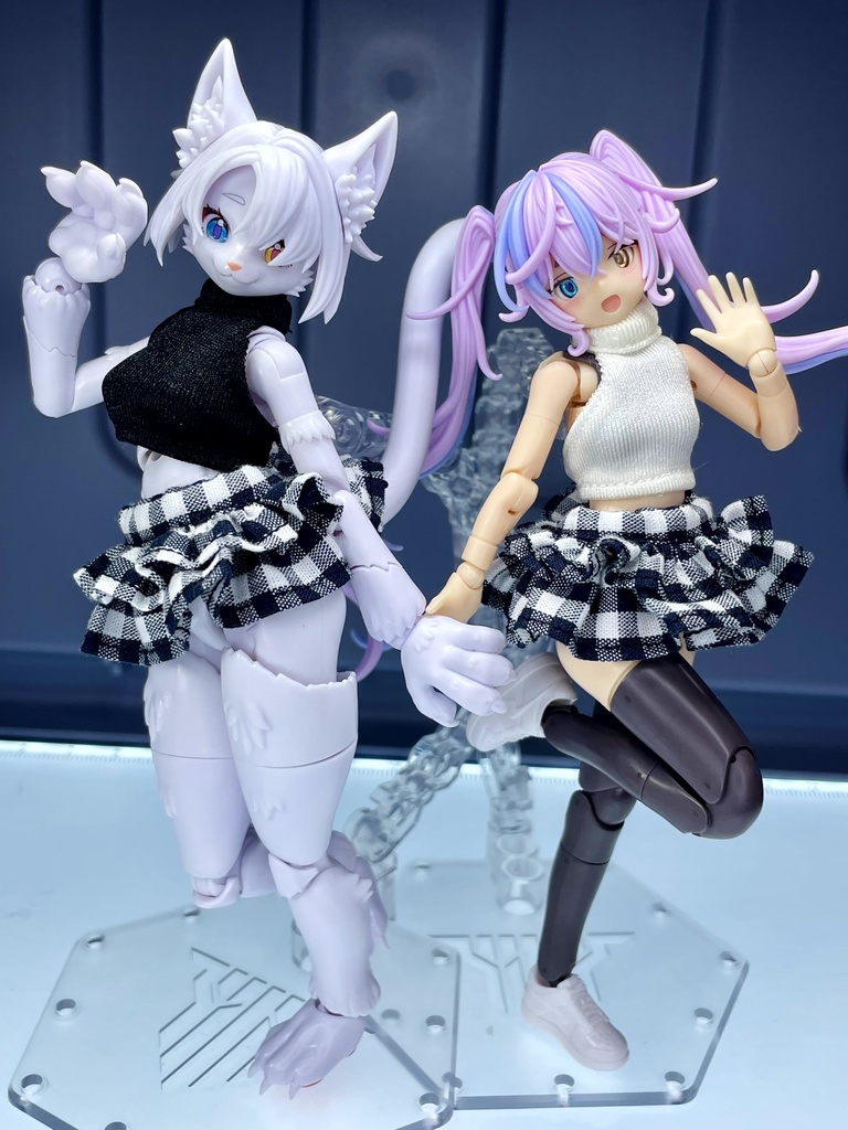 二段フリルスカート[ギンガムチェック]【黒】