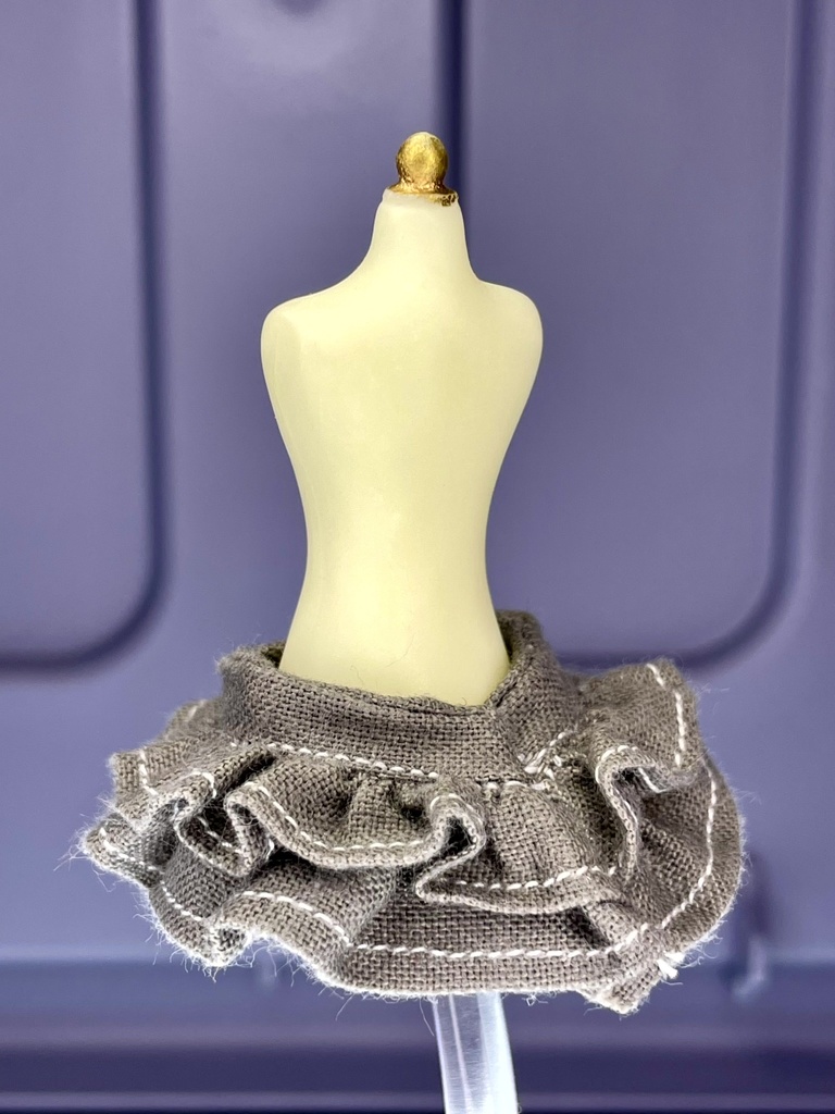 二段フリルスカート【グレー】