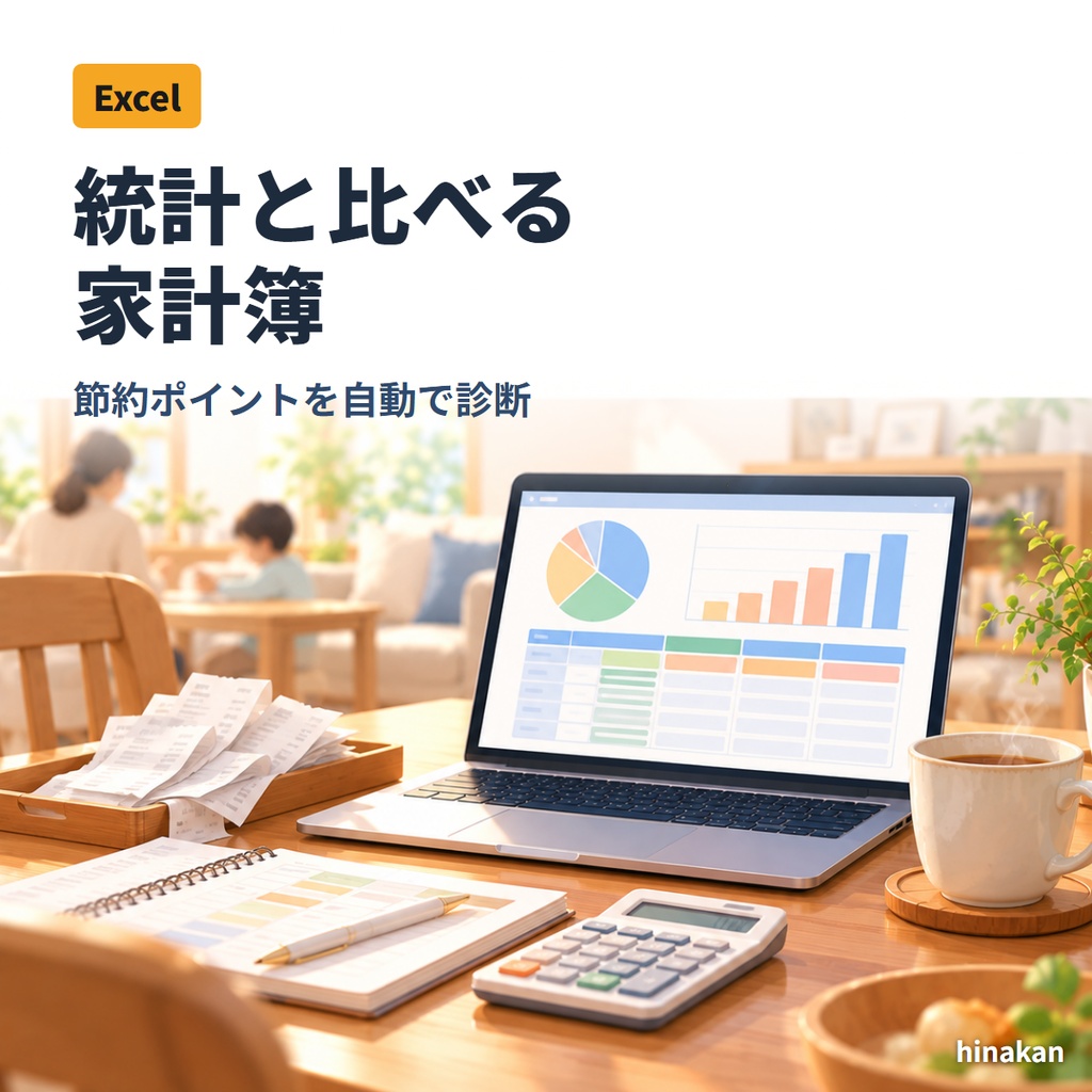節約ポイント自動診断!総務省統計と比較する家計簿(Excel)
