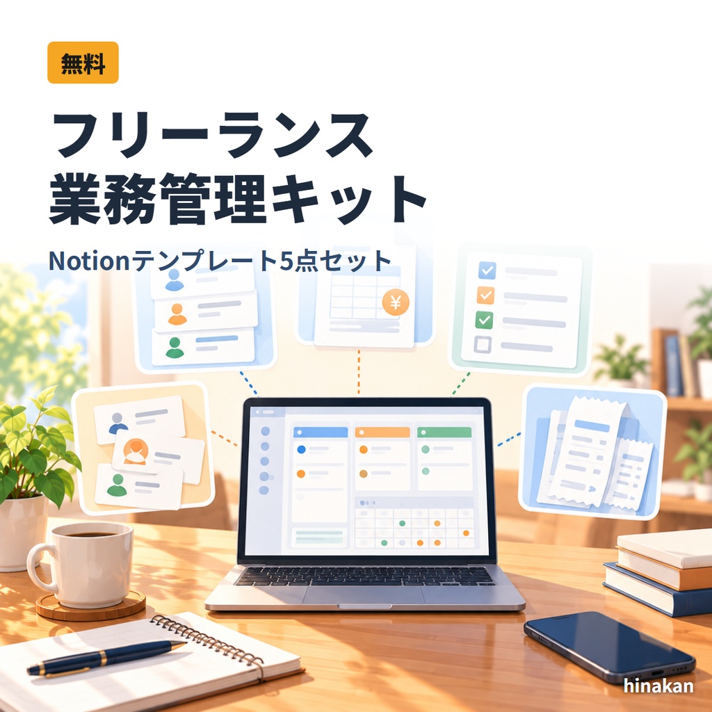 【無料】フリーランス業務管理スターターキット|Notionテンプレート5点セット(顧客・案件請求・タスク・外注・経費)