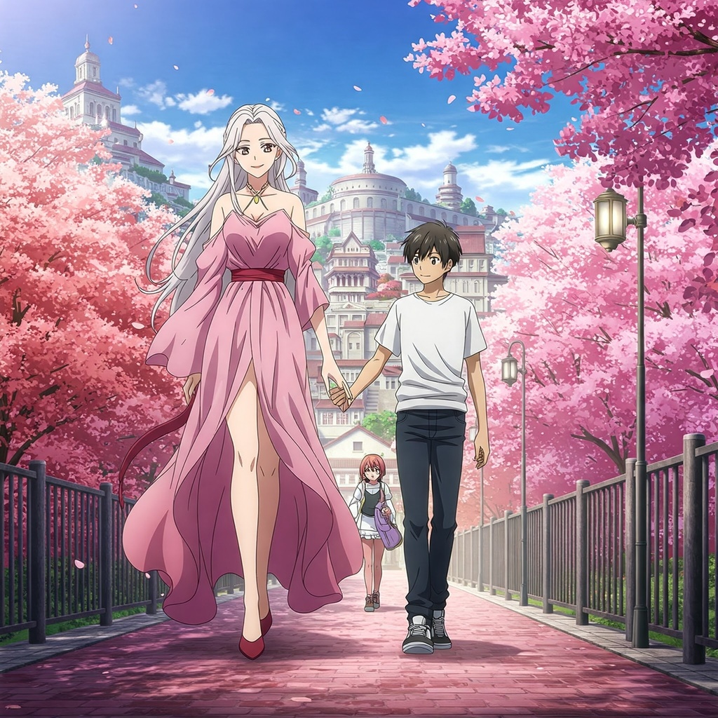 長身美女と歩く男性