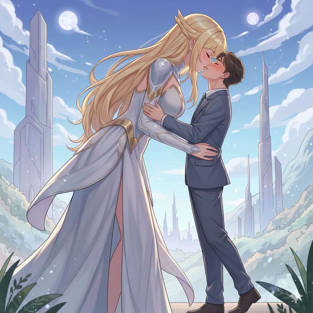 自分より背が高い女性にキスされる男性