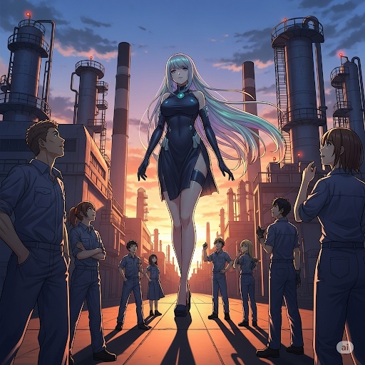 巨大美女を見上げる人たち