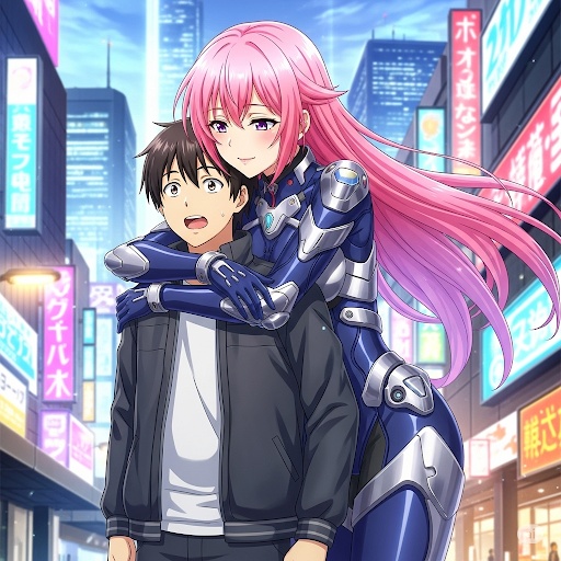 ライダースーツを着たこうしんちょう美女に後ろから抱きしめられる男性