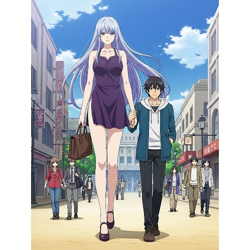 自分よりはるかに身長がある女性と歩く男性