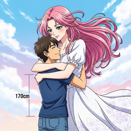 長身美女に抱きしめられる男性