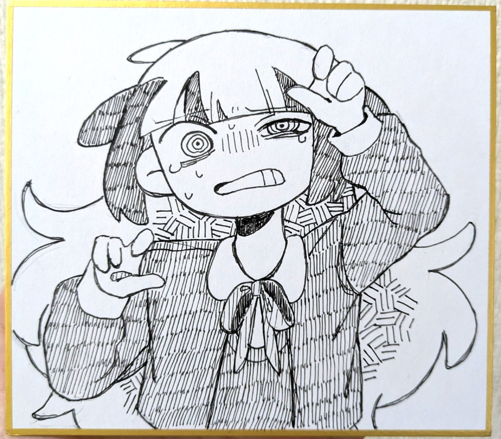 【ミニ色紙ペン画】ゆがむちゃん